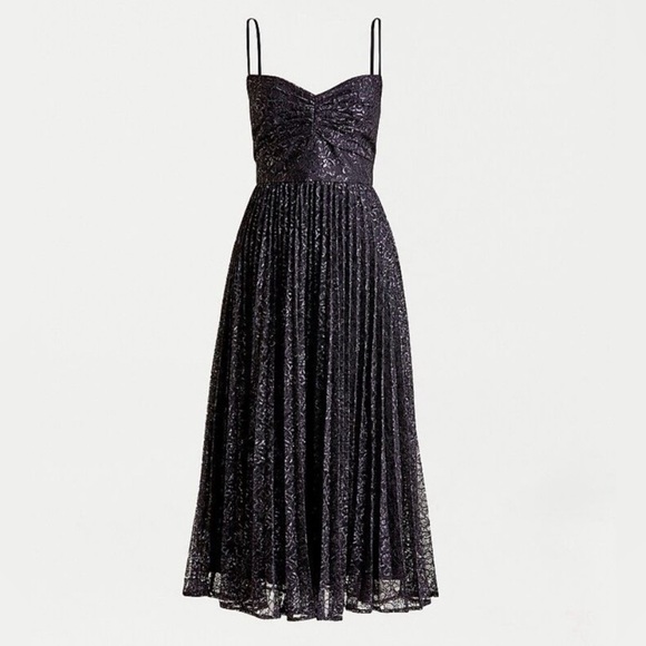 Metallic Lace Pleated Midi Cocktail Party Fancied Frock by J.Crew (NWT) - Picture 1 of 12
